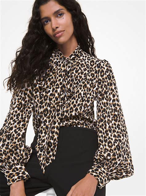 michael kors leopard print bow blouse|Leopard Silk Crepe De Chine Bow Blouse .